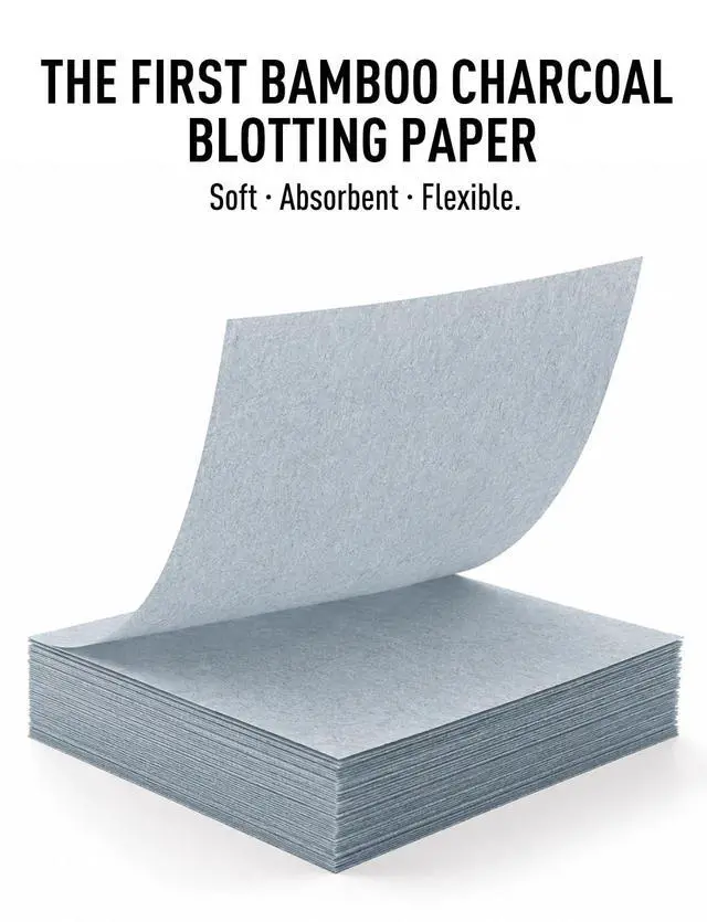 Alt view image 2 of 7 - Large Face Oil Blotting Sheets 1pk/100 Makeup Friendly High Absorbency | Natural Matte Papers with Bamboo Charcoal Easy Dispensing Smart Design Perfect for Daily Skin Care & Great On-the-Go
