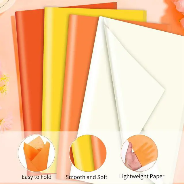 Alt view image 3 of 7 - 160 Sheets Orange Yellow Tissue Paper for Gift Bags 20 X 14 Inches | Fall Tissue Paper Bulk for Art Crafts Autumn Halloween Birthday First Day of School Decorations