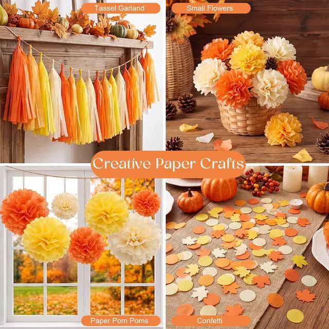 Alt view image 6 of 7 - 160 Sheets Orange Yellow Tissue Paper for Gift Bags 20 X 14 Inches | Fall Tissue Paper Bulk for Art Crafts Autumn Halloween Birthday First Day of School Decorations