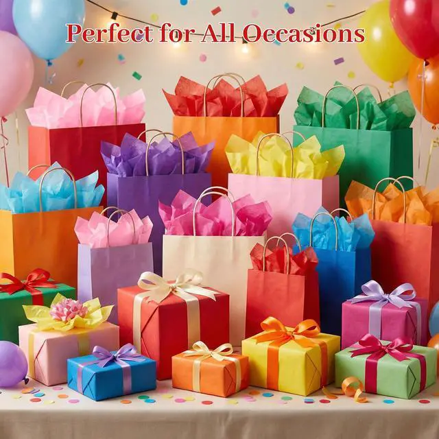 Alt view image 2 of 7 - Tissue Paper 120 Sheets, 20 X 14 inch 20 Colors for Gift Bags | 14 GSM Soft Paper, Gift Bags Filler, DIY Flowers and Pom-Poms, Wedding and Birthday Wrapping