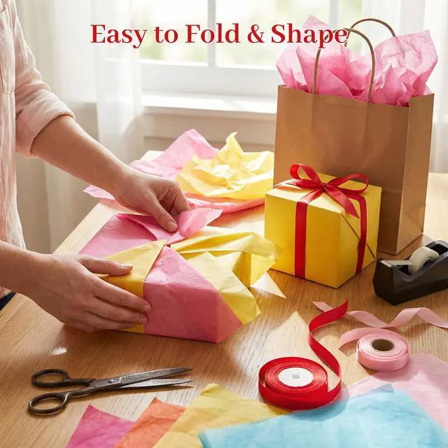 Alt view image 5 of 7 - Tissue Paper 120 Sheets, 20 X 14 inch 20 Colors for Gift Bags | 14 GSM Soft Paper, Gift Bags Filler, DIY Flowers and Pom-Poms, Wedding and Birthday Wrapping