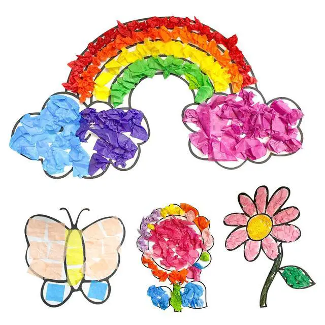 Alt view image 5 of 7 - Tissue Paper Squares - 1x 1 inch for Arts and Crafts (3000 Pcs) | 1x 1 inch, 3000 Pcs in 30 Colors, Rainbow Tissue Squares for Arts Craft DIY Scrapbooking Scrunch Art Classroom Activities