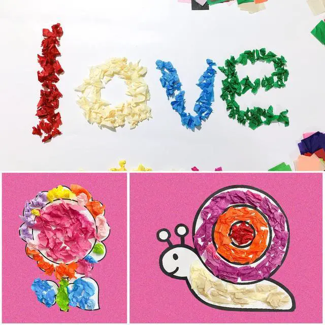 Alt view image 6 of 7 - Tissue Paper Squares - 1x 1 inch for Arts and Crafts (3000 Pcs) | 1x 1 inch, 3000 Pcs in 30 Colors, Rainbow Tissue Squares for Arts Craft DIY Scrapbooking Scrunch Art Classroom Activities