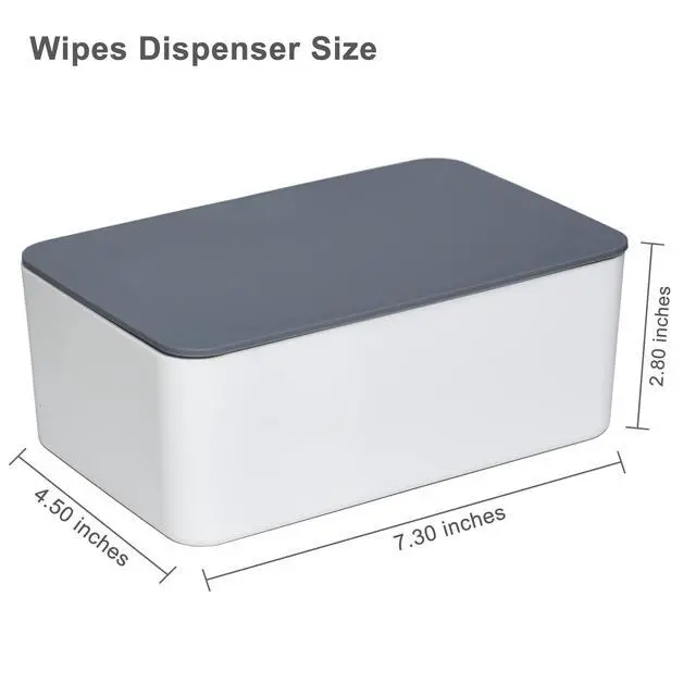 Alt view image 2 of 7 - Diaper Wipes Dispenser, Tissue Storage Box Case (Gray-White) | Refillable Baby Wipe Container, Keeps Wipes Clean, Wet Wipe Dispenser Holder with Lid for Home, Office, Cars