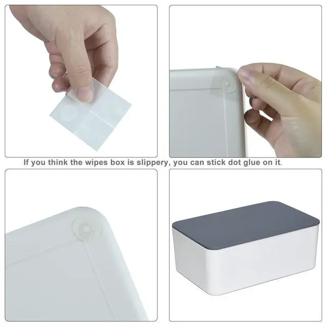 Alt view image 5 of 7 - Diaper Wipes Dispenser, Tissue Storage Box Case (Gray-White) | Refillable Baby Wipe Container, Keeps Wipes Clean, Wet Wipe Dispenser Holder with Lid for Home, Office, Cars