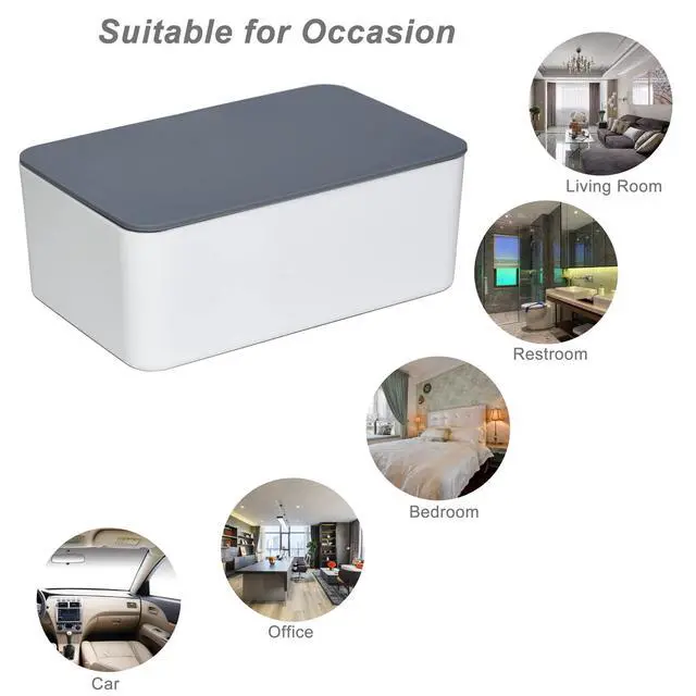 Alt view image 7 of 7 - Diaper Wipes Dispenser, Tissue Storage Box Case (Gray-White) | Refillable Baby Wipe Container, Keeps Wipes Clean, Wet Wipe Dispenser Holder with Lid for Home, Office, Cars