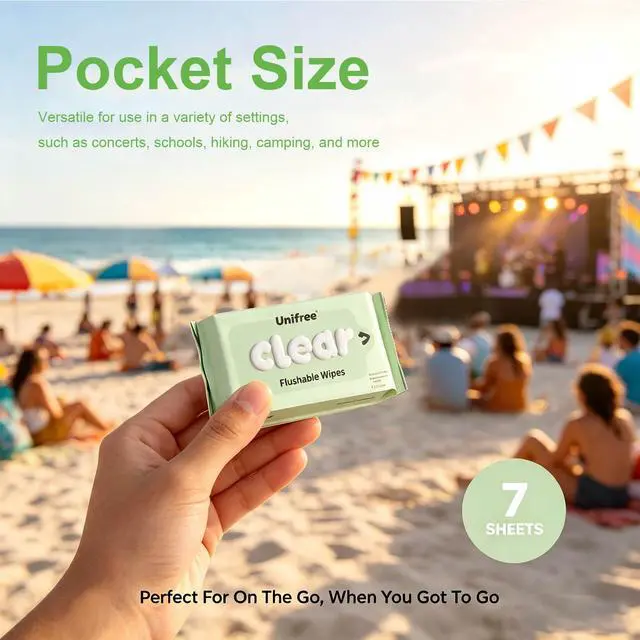 Alt view image 6 of 7 - Flushable Wipes Travel Size, Mini Wet Wipes, 8 Pack 56 Wipes | XL 99% Water Wet Wipes for Sensitive Skin, Unscented On The Go Pocket Wipes, Travel Essentials for Adults & Kids
