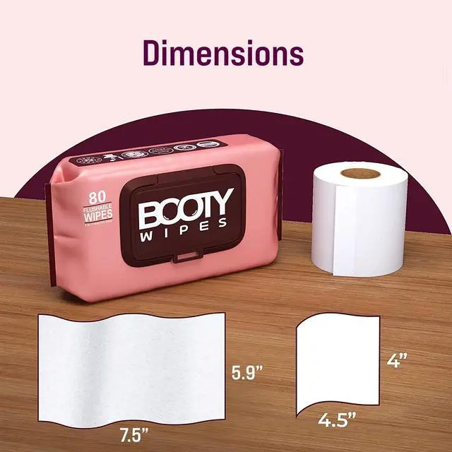 Alt view image 3 of 6 - Flushable Wipes for Women - 80-Count Wet Wipes for Adults - pH-Balanced Feminine Wet Tissue with Vitamin E and Aloe - Gentle Feminine Hygiene Body Cleansing Cloth - No Fragrance Large
