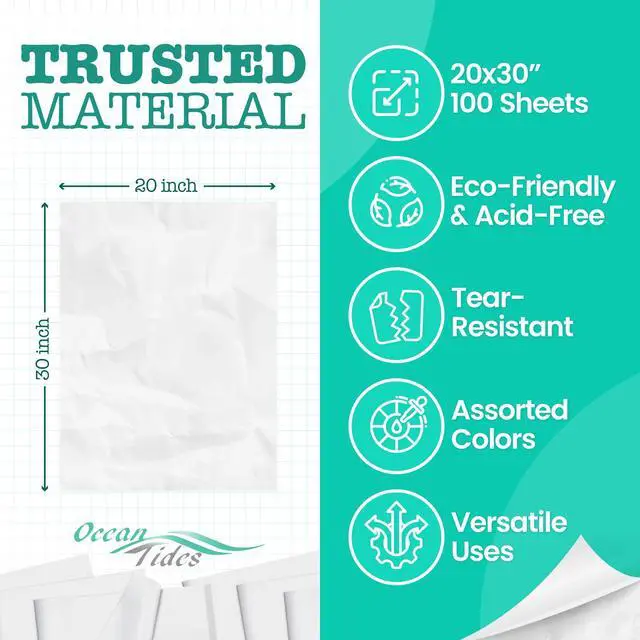 Alt view image 5 of 7 - Tissue Paper for Gift Bags - 100 Sheets 14x20in Wrapping Paper, White | Premium Gift Wrap Tissue Paper for DIY Crafts - Birthday Party, Wedding, Holidays, Flower Decorations & Custom Art Projects