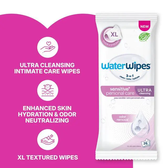 Alt view image 2 of 7 - Sensitive Personal Care Ultra, Incontinence Wipes, Odor Removal, Heavy Duty XL Textured Wipes, Fragrance Free, 78 Count (3 Packs)