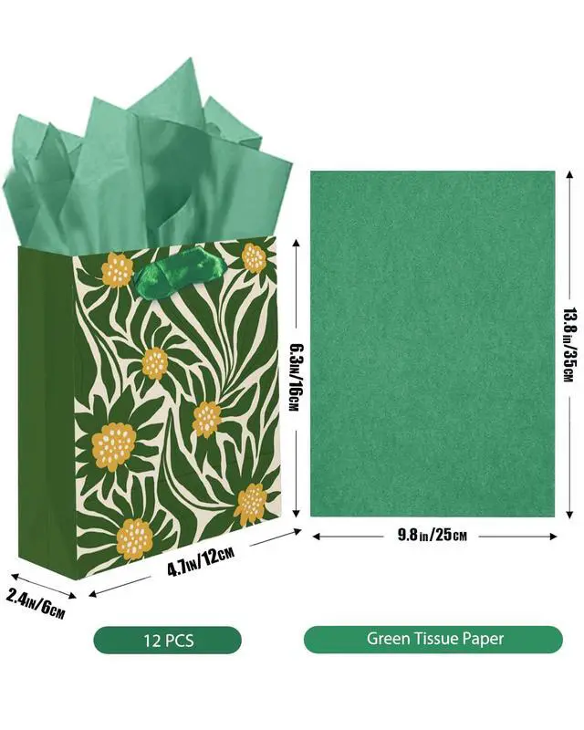 Alt view image 5 of 7 - 7.9"x4.3"x9.6" 6PCS Clash Flowers Paper Gift Bags with Tissue Paper Handles Medium Size Bags Tissue Paper