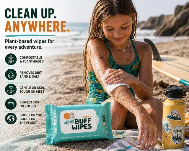Alt view image 7 of 7 - Buff Wipes Camping Wet Wipes 8 x 8 Inch Full Body & Hand Wipes, Biodegradable Unscented Outdoor Cleansing Wipes for Hiking, Backpacking, Camping Hygiene, Gym, Travel & No-Shower Cleanups, 24 Count