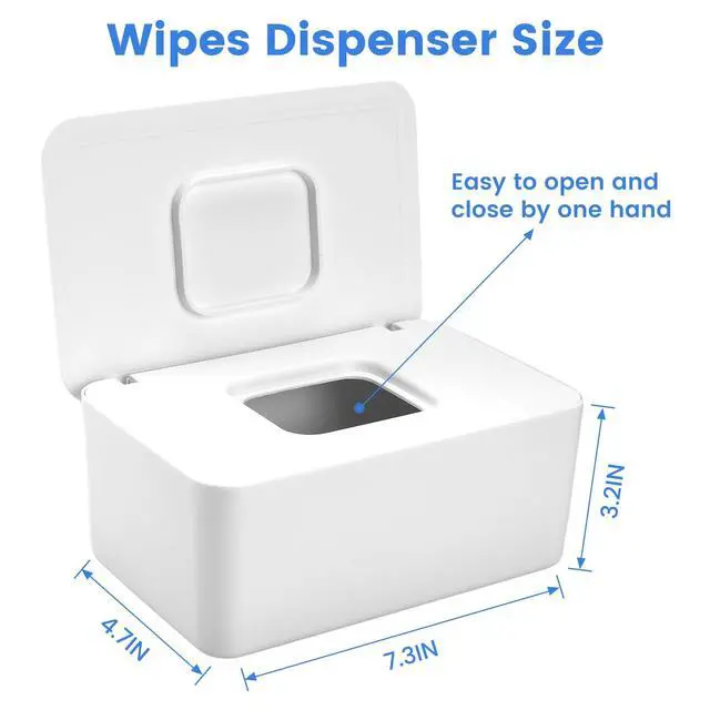 Alt view image 2 of 6 - Baby Wipes Dispenser, Wipes Dispenser Baby Wipes Case, Baby Wipe Holder for Fresh Wipes, Non-Slip Wipes Case, Wipe Container with Sealing Design Lid (White)