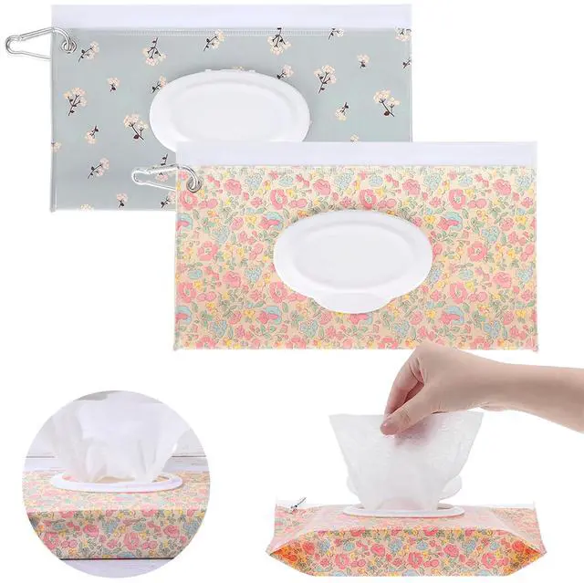 Main image of 2Packs Baby Wipes Dispenser Portable Baby Wipe Holder Refillable Wet Wipes Container Reusable Travel Wipes Case, Keeps Wipes Fresh(Blue)