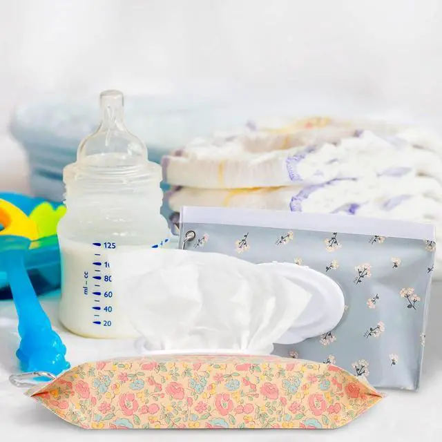 Alt view image 3 of 6 - 2Packs Baby Wipes Dispenser Portable Baby Wipe Holder Refillable Wet Wipes Container Reusable Travel Wipes Case, Keeps Wipes Fresh(Blue)