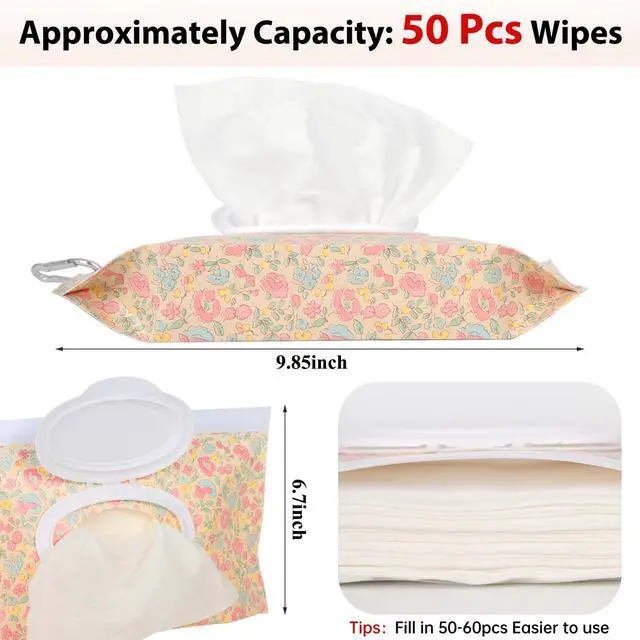 Alt view image 6 of 6 - 2Packs Baby Wipes Dispenser Portable Baby Wipe Holder Refillable Wet Wipes Container Reusable Travel Wipes Case, Keeps Wipes Fresh(Blue)
