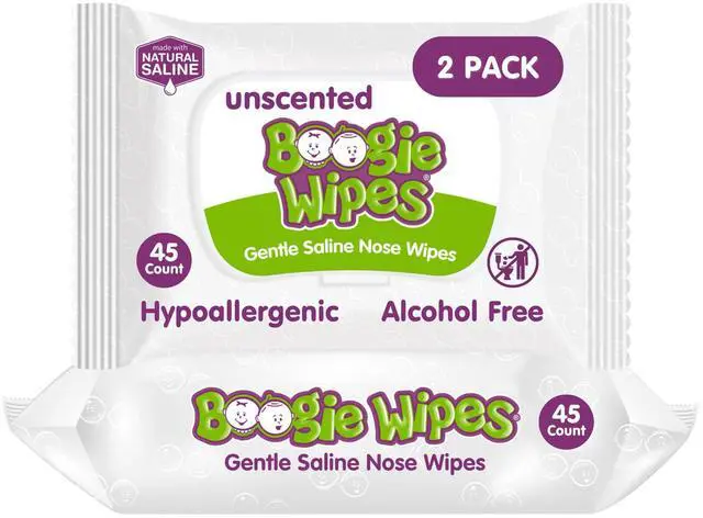 Main image of Gentle Saline Nose Wipes Unscented - 90 Count | Hypoallergenic & Alcohol-Free, Allergy Relief, Made with Natural Saline, Aloe, Chamomile & Vitamin E, Diaper Bag Essential
