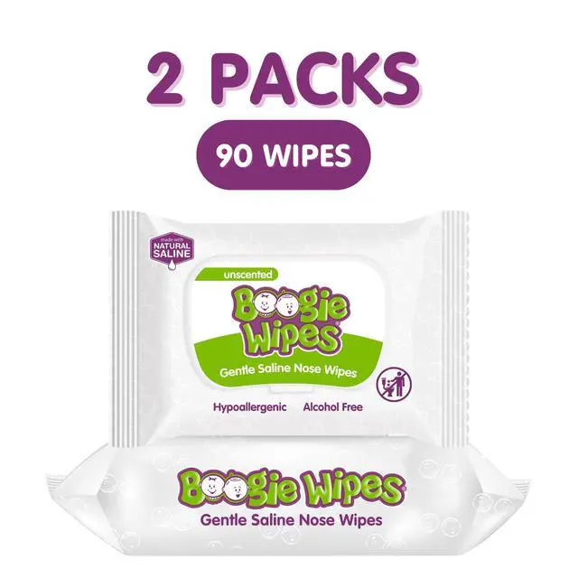 Alt view image 2 of 7 - Gentle Saline Nose Wipes Unscented - 90 Count | Hypoallergenic & Alcohol-Free, Allergy Relief, Made with Natural Saline, Aloe, Chamomile & Vitamin E, Diaper Bag Essential