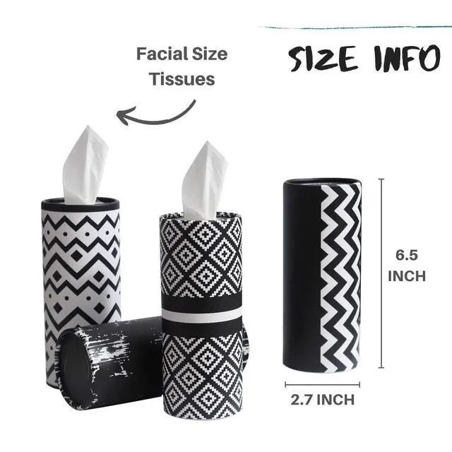 Alt view image 2 of 7 - Small Car Tissues Holder with Facial Tissues - 4PK - Tisses for Car Travel Tissue Tubes Box Container Cylinder for Vehicle Cup Holder