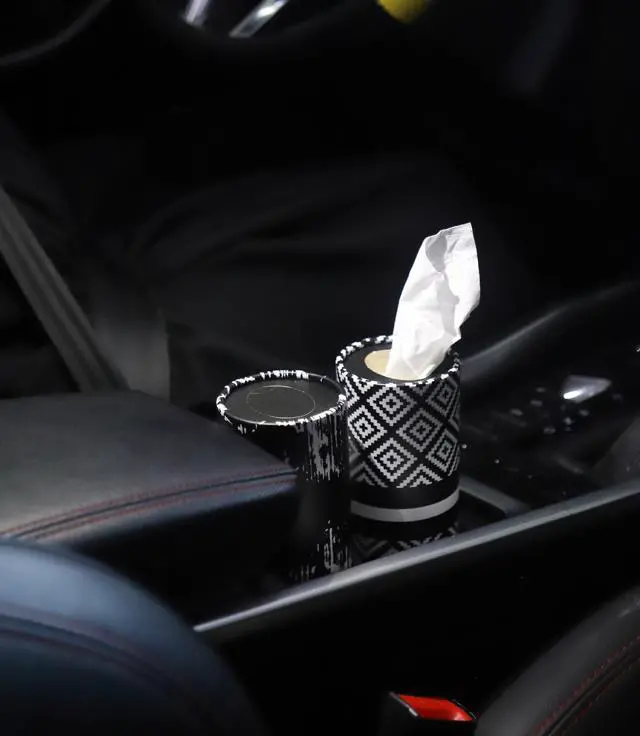 Alt view image 6 of 7 - Small Car Tissues Holder with Facial Tissues - 4PK - Tisses for Car Travel Tissue Tubes Box Container Cylinder for Vehicle Cup Holder