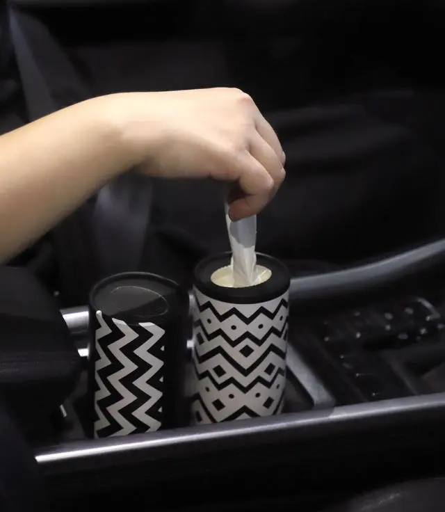 Alt view image 7 of 7 - Small Car Tissues Holder with Facial Tissues - 4PK - Tisses for Car Travel Tissue Tubes Box Container Cylinder for Vehicle Cup Holder