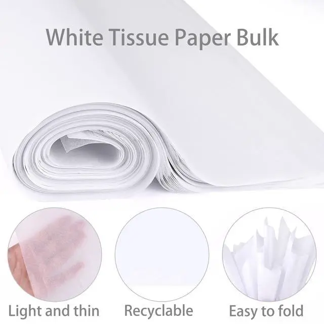 Alt view image 4 of 6 - White Tissue Paper 80 Sheets, 14 x 20 Inch Gift Wrapping Bulk Tissue Paper for Gift Bags for Christmas DIY Arts Crafts Shredded Filler Birthday Graduation