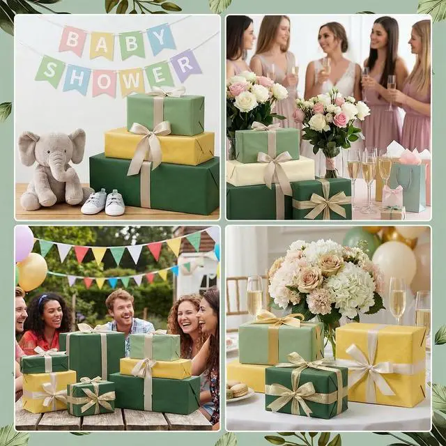 Alt view image 6 of 7 - 120 Sheets Sage Green Tissue Paper for Gift Bags 20 x 14 Inch | Gift Tissue Paper Bulk for Wrapping Art Crafts Wedding Neutral Baby Shower Birthday Decorations, 5 Designs