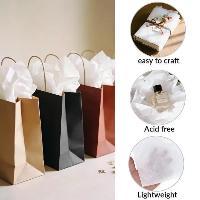Alt view image 3 of 7 - 140 Sheets White Tissue Paper for Gift Bags 20x14 inch | Acid Free Wrapping Paper Bulk for Gift Package, Storage, Christmas Wedding Birthday Mother's Day Party Decor Art Craft