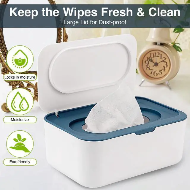 Alt view image 2 of 7 - Baby Wipes Dispenser, Wipe Holder for Baby & Adult,Wet Tissue Fresh, Non-Slip Wipes Case,Easy Open & Close Flushable Wipe Container with Sealing Design Lid