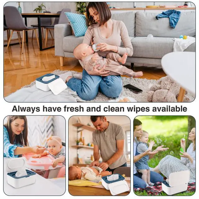 Alt view image 7 of 7 - Baby Wipes Dispenser, Wipe Holder for Baby & Adult,Wet Tissue Fresh, Non-Slip Wipes Case,Easy Open & Close Flushable Wipe Container with Sealing Design Lid