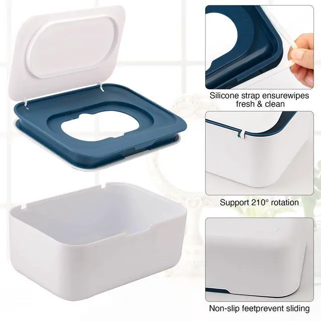 Alt view image 4 of 7 - Baby Wipes Dispenser, Wipe Holder for Baby & Adult,Wet Tissue Fresh, Non-Slip Wipes Case,Easy Open & Close Flushable Wipe Container with Sealing Design Lid