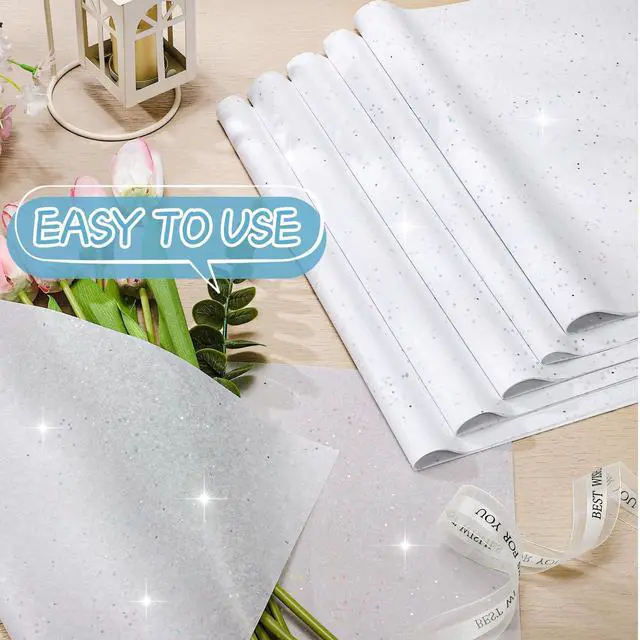 Alt view image 3 of 6 - 135 Sheets White Tissue Paper for Gift Bags 20 x 14 Inch | Glitter Tissue Paper for Birthday Baby Shower Wedding Decor First Day of School Art DIY Crafts
