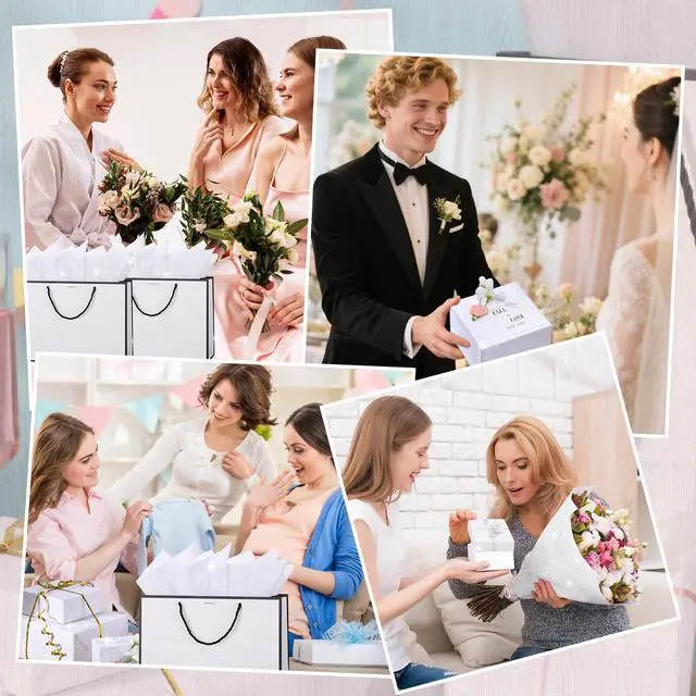 Alt view image 5 of 6 - 135 Sheets White Tissue Paper for Gift Bags 20 x 14 Inch | Glitter Tissue Paper for Birthday Baby Shower Wedding Decor First Day of School Art DIY Crafts