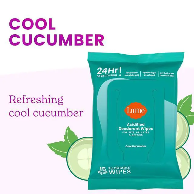 Alt view image 5 of 7 - Acidified Deodorant Wipes - 24 Hour Odor Control - Aluminum Free, Baking Soda Free, Skin Loving - Flushable - 15 Count (Cool Cucumber)