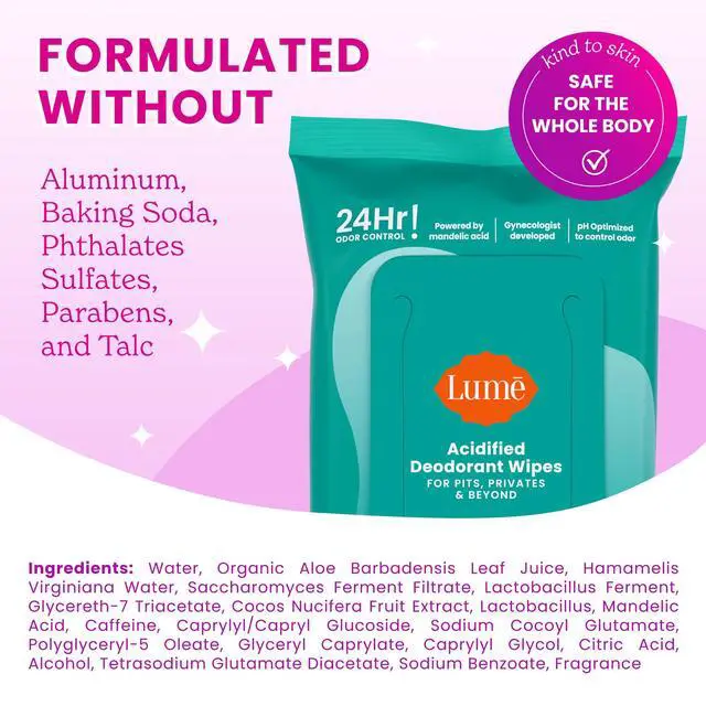 Alt view image 4 of 7 - Acidified Deodorant Wipes - 24 Hour Odor Control - Aluminum Free, Baking Soda Free, Skin Loving - Flushable - 15 Count (Cool Cucumber)