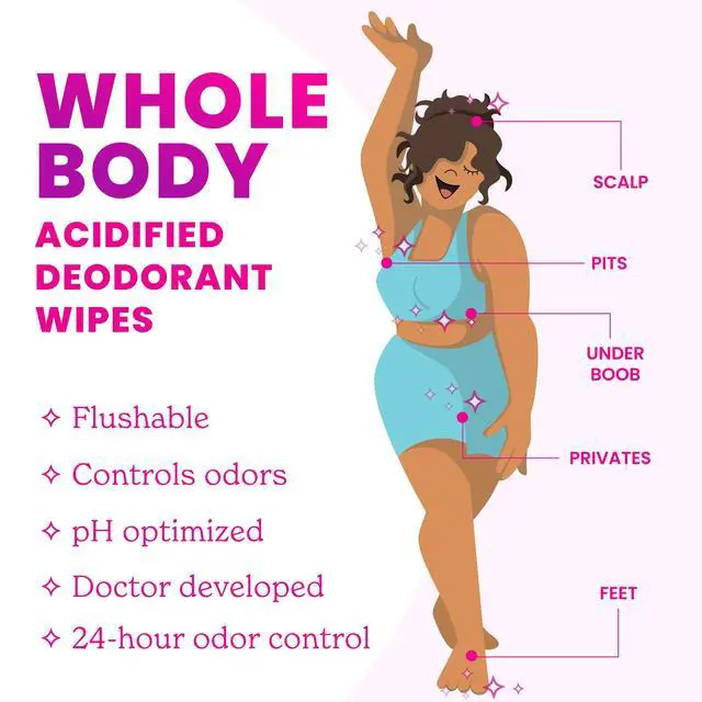 Alt view image 3 of 7 - Acidified Deodorant Wipes - 24 Hour Odor Control - Aluminum Free, Baking Soda Free, Skin Loving - Flushable - 15 Count (Cool Cucumber)