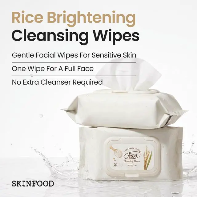 Alt view image 2 of 7 - Rice Cleansing Wipes - Daily Hypoallergenic Rice Nourishing Makeup Remover Tissue Wipe - Facial Skin Clear & Refreshed - Korean Beauty Face Wipes for Women - Travel Makeup Wipes (80 Sheets)