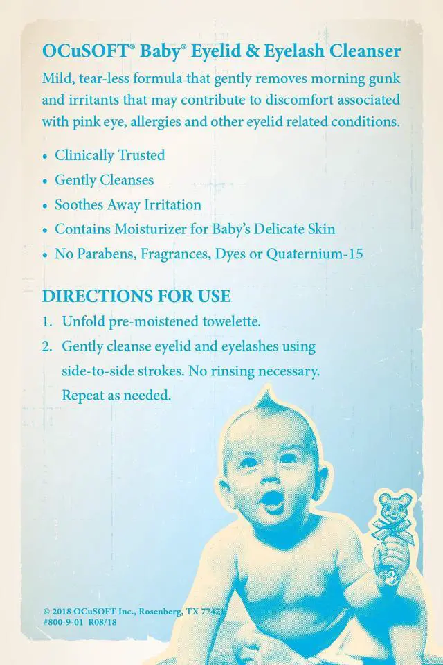Alt view image 5 of 6 - Baby Eyelid and Eyelash Cleanser, Pre-Moistened Towelette, White/Blue 20 Count