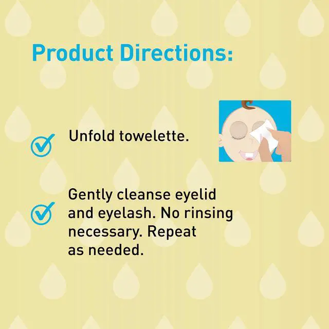 Alt view image 4 of 6 - Baby Eyelid and Eyelash Cleanser, Pre-Moistened Towelette, White/Blue 20 Count