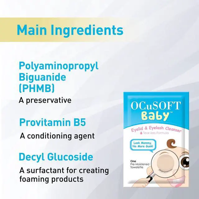 Alt view image 6 of 6 - Baby Eyelid and Eyelash Cleanser, Pre-Moistened Towelette, White/Blue 20 Count