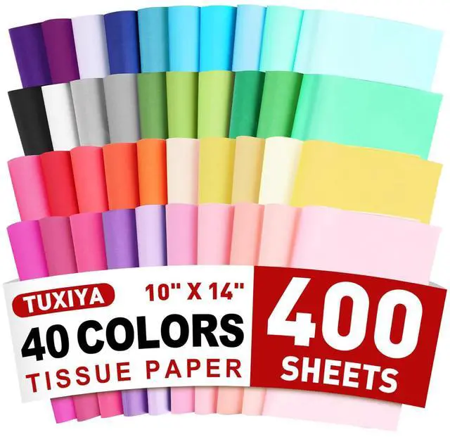 Main image of 400 Sheets Tissue Paper,40-Color 14"X10" Tissue Paper for Gift Bags | Gift Tissue Paper Bulk for CraftsBirthday Party,Flower Decoration,Colored Tissue Paper for Packaging