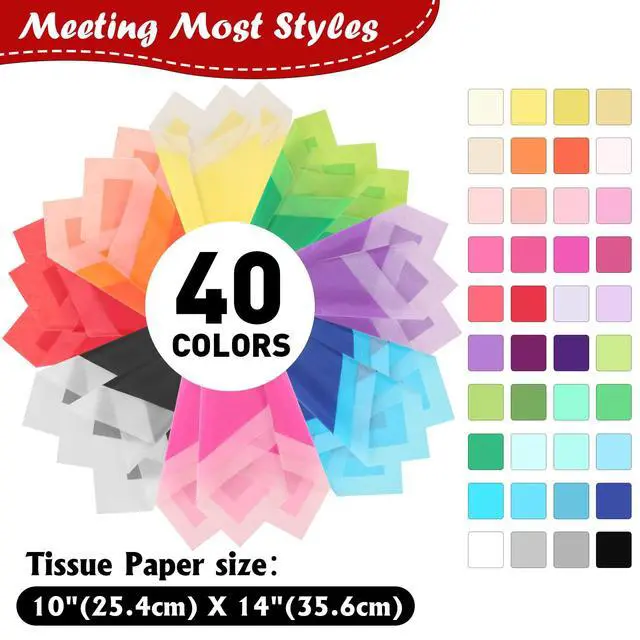 Alt view image 2 of 7 - 400 Sheets Tissue Paper,40-Color 14"X10" Tissue Paper for Gift Bags | Gift Tissue Paper Bulk for CraftsBirthday Party,Flower Decoration,Colored Tissue Paper for Packaging