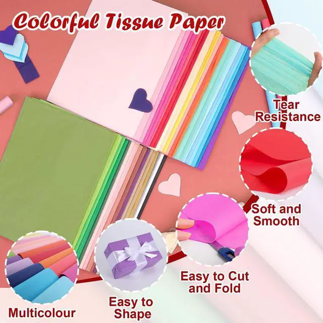 Alt view image 3 of 7 - 400 Sheets Tissue Paper,40-Color 14"X10" Tissue Paper for Gift Bags | Gift Tissue Paper Bulk for CraftsBirthday Party,Flower Decoration,Colored Tissue Paper for Packaging