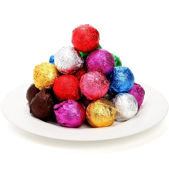 Alt view image 4 of 7 - 900 PCS Chocolate Candy Wrappers, 4x4 inches Foil Candy Wrappers for Caramels, 9 Colors Textured Square DIY Candies Packaging for Christmas, Easter, Thanksgiving, Party