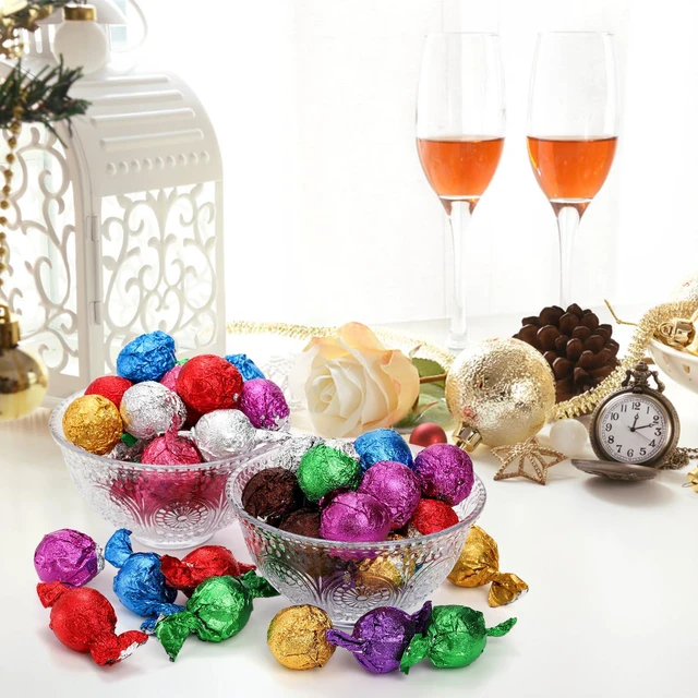 Alt view image 7 of 7 - 900 PCS Chocolate Candy Wrappers, 4x4 inches Foil Candy Wrappers for Caramels, 9 Colors Textured Square DIY Candies Packaging for Christmas, Easter, Thanksgiving, Party
