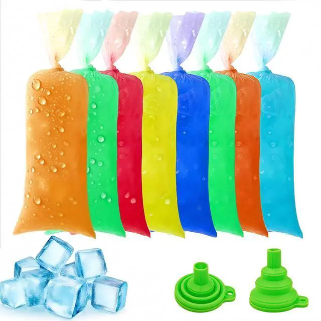 Main image of 120Pcs Ice Pop Bags with Silicone Funnel, 3x10 Inch Disposable Ice Cream Mold Bags for Bolis, Yogurt and Homemade Popsicles