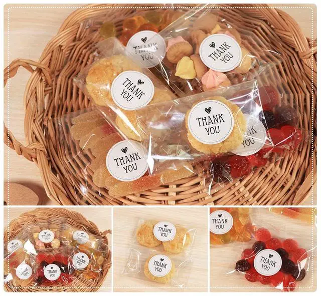 Alt view image 4 of 7 - 200Pcs Cookie Bags with Thank You Stickers, 4x6 Inches | Clear Cellophane Treat Bags for Birthday, Wedding, Party Favors, Gift Giving, Packaging Cookies, Candy, Chocolate, Snack