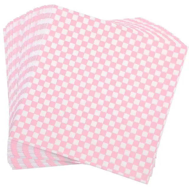 Alt view image 7 of 7 - Waxed Deli Paper Sheets 12 * 12 Inch, 100 Pcs Food Basket Liners for Sandwiches,2026 Burgers Wrap Wax Paper Sheets Gingham Pattern Pink