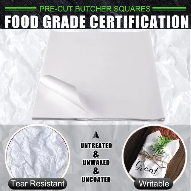 Alt view image 3 of 7 - 100 Pieces White Butcher Paper Sheets Sublimation,16 x 12 Inches | Precut Square Unwaxed Sheets for Heat Press Sublimation, Meat Wrapping, Craft Projects, Disposable Food Grade