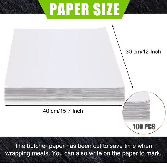 Alt view image 2 of 7 - 100 Pieces White Butcher Paper Sheets Sublimation,16 x 12 Inches | Precut Square Unwaxed Sheets for Heat Press Sublimation, Meat Wrapping, Craft Projects, Disposable Food Grade